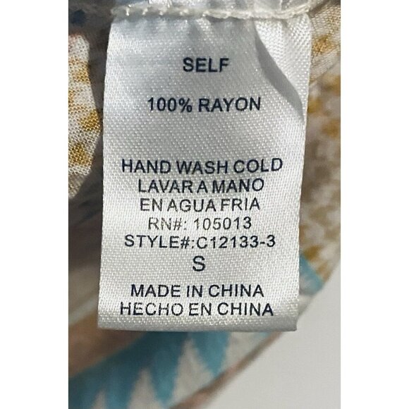 Savanna Jane Top Womens Small Patchwork V Neck Ruffle Western Boho Peasant - Picture 6 of 7